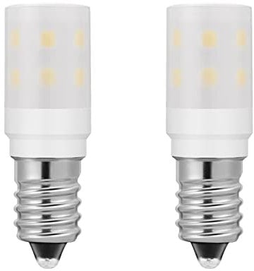 Noobibaba E14 Light Bulb for Sewing Machine Small Screw Fridge Bulb, 2W 6000K Cool White LED Replace 15W Incandecent Bulb, 2-Count Non-Dimmable