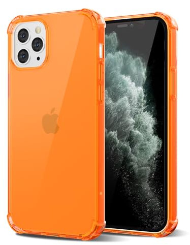 Svanove for iPhone 11 Pro Max Case Clear, Neon Bright Vibrant Color, Transparent Jelly Protective Silicone Phone Case Design for Women Girly Cute, Thin Slim Fit Soft Flexible TPU Bumper, Neon Orange