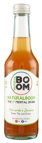 NATURALBOOM IN VETRO – Il primo Mental Drink – THÈ VERDE E ZENZERO | 12 bottiglie | Bottiglie da 275ml