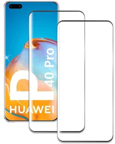 AKLPP 2 Pièces Verre Trempé pour Huawei P40 pro, Film Protection Écran, Film Protecteur Vitre, 3D Incurvé Couverture Complète, [9H Dureté] [Sans Bulles] [Anti-Rayures] [HD Transparent]