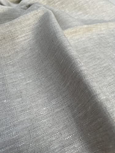 Tissu en lin pur uni léger pour décoration d'intérieur, literie, vêtements, rideaux - 140 cm de large (vendu au mètre) (naturel)