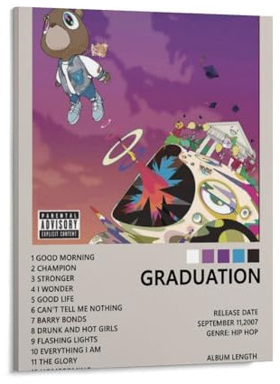 EKoKim Kanye West Graduation Album Poster Dekorative Malerei Leinwand Wandposter und Kunstdruck Modern Familie Schlafzimmer Dekor Poster 20 x 25 cm
