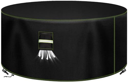 VDISRR Funda Mesa Exterior Impermeable, 600D Oxford Funda para Muebles de Jardín Ø160x74cm, Funda Protectora para Sofa con Salidas de Aire Cubierta de Muebles de Patio Anti Viento, Anti UV