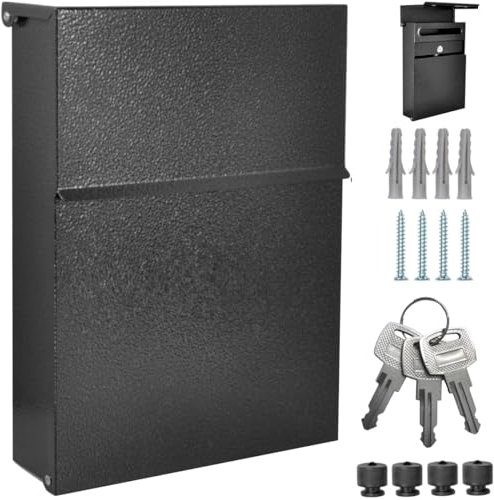 ALSTEN TECH Designer Briefkasten Wandbriefkasten Postkasten ohne Zeitungsfach Schwarz Antik RAL 9005 Mini 30x23 cm