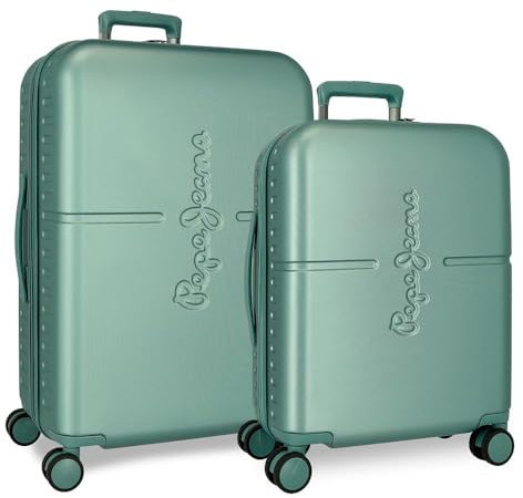 Pepe Jeans Highlight Kofferset, blau, 55/70 cm, ABS, integrierter TSA-Verschluss, 116 l, 7,54 kg, 4 Doppelräder, Handgepäck, von Joumma Bags, blau, Koffer Set