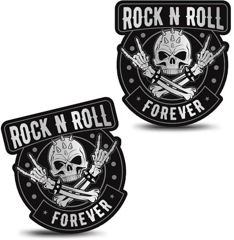 SkinoEu 2 Pezzi Vinile Adesivo per Auto Teschio Heavy Metal Rock & Roll Sicurezza Auto Moto Bicicletta Paraurti Porta Finestre B 2