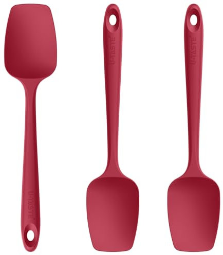 U-Taste Silikon Spatel Löffel 3er-Set, 250℃ Hitzebeständiger Antihaft-Gummischaberlöffel, Bpa Frei Flexibel Servierlöffel Küchenutensilien für Antihaftbeschichtetes Kochgeschirr (Rot)
