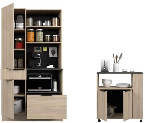 Parisot Küchenbuffet Set Fumay 1 Eiche/Betonoptik