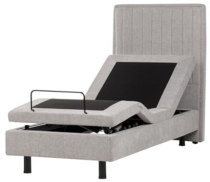Beliani Polsterbett elektrisch verstellbar hellgrau 80x200 cm Fernbedienung Castellan