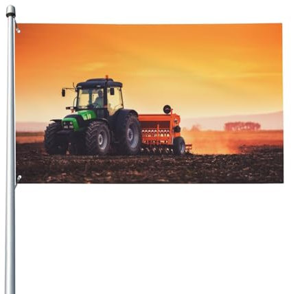 180 x 120 cm Landwirt Traktor Aussaat Feldflagge für Haus Rasen hängende Dekoration Hofbanner Urlaub Willkommen Flaggen mit 2 Metallösen, für drinnen und draußen