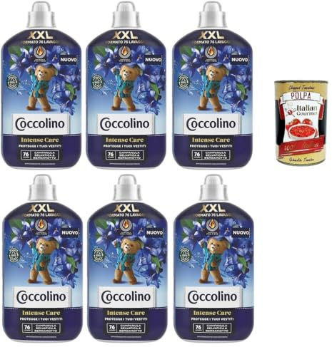Coccolino Intense Care XXL Ammorbidente Concentrato Wilde Campanula und Bergamotte,Konzentrierter Weichspüler,76 Wäschen, 6x 1750ml + Italian Gourmet polpa 400g
