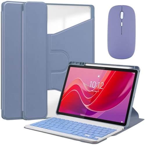 Keyboard Case for Lenovo Tab M11 (TB-330FU/330XU) 11,7 Color Backlit Keyboard, 360 Rotating Case with Detachable Bluetooth Keyboard,Purple
