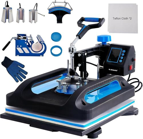 Roomark Prensa de Calor con Gran Placa Calefactora (30x38 cm), 8 en 1 Impresora Digital Textil Practica, Prensa Rermica con Giro de 360 Grados, Impresora para Camisetas, Sombreros, Tazas y Platos