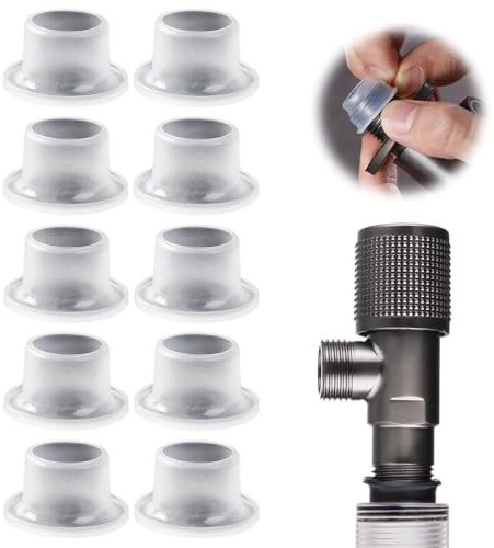 Auslaufsichere Dichtung für Wasserhähne, Dichtungsring aus Silikon für Wasserhähne, Gummidichtung, Auslaufsicherer Silikonstopfen für Dreieckventile von Wasserhähnen (Weiß*10)