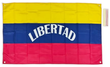 Bandera Venezuela grande de 150 x 90 cm para balcón con 4 ojales y 4 bridas (Venezuela Libertad)