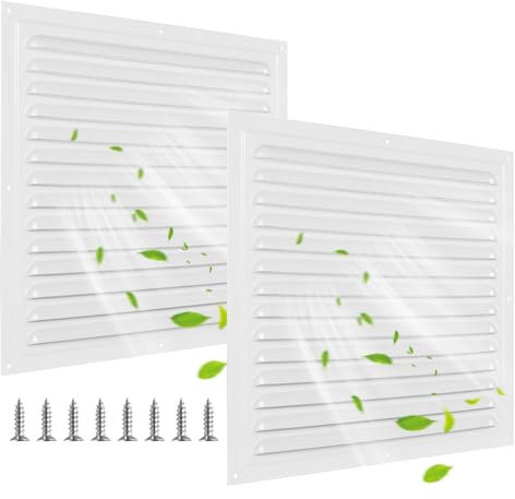 2 griglie di ventilazione, griglia di ventilazione quadrata in alluminio, griglia di scarico per camino, ventilazione con zanzariera per soffitti da cucina e bagno, 300 x 300 mm