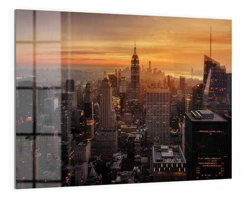 DEQORI Glas-Magnettafel | 120x90 cm cm groß | Motiv Goldene Stadtsilhouette | Memo-Board aus Glas | Magnetboard inkl. Magnete, Stift & Tuch für Küche & Büro | Tafel magnetisch & beschreibbar