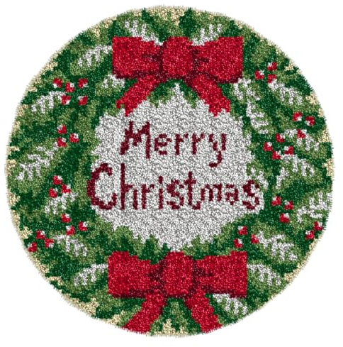 YOOTOM Christmas Latch Hook Kits, DIY Rug Carpet Crochet Yarn Latch Hook Rug Kit with Printed Canvas 20x20