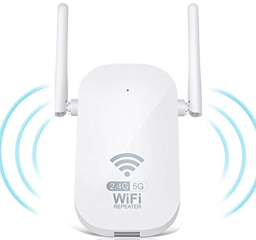 WLAN Verstärker WLAN Repeater 1200Mbit/s, Dualband 5GHz & 2.4GHz WLAN - Verstärker mit LAN Port, Internet Verstärker Kompatibel Allen WLAN Geräten, E-K-4ZA