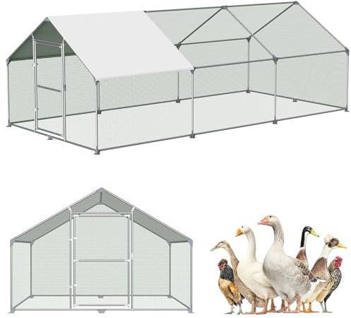 SUBTLETY 3x6x2m Metall Hühnerstall Begehbar mit 18m² Lauffläche, Tür & Riegel & PE Dach, Freigehege Geflügelställe Außengehege Hühnerhaus für Hühner, Kleintiere & Pflanzen