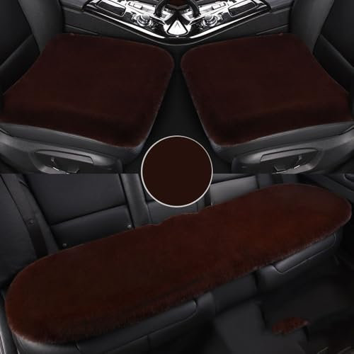 ZDHXZYQ Autositzkissen für Toyota Auris Avensis Aygo Camry 40 50, Dicker Plüsch mit dickem warmem Futter, rutschfeste und strapazierfähige Autositzbezüge, G-Coffee- 3-Piece Set
