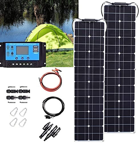 Kit De Panneaux Solaires, Panneaux Solaires Monocristallins Flexibles 400 W 600 W 800 W 1200 W Avec Contrôleur, Panneau Solaire Portable Pour Rv,Bateau,Cabine,Voiture,Surfaces Inégales,2×200W