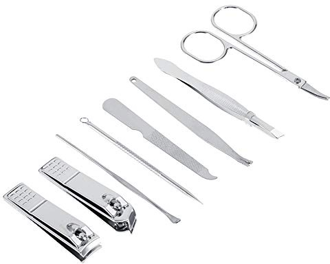 Maniküre -Set, Nagel -Set -Kit 8 -PCs Edelstahl mit Herrenkanten Herren Nagelpflege Kit für Heimbüro Reisen (BLACK)