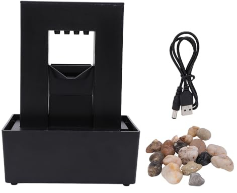 Fuente decorativa de plástico para interiores, fuente de agua pequeña con luz LED para el hogar y la oficina