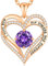 Collier Femme Coeur Collier Pendentif Pierre de Naissance pour Bijoux Cadeau Fête des NoëL Anniversaire Graduation Maman Fête des Mères (Cuivre, Or Rose 02)