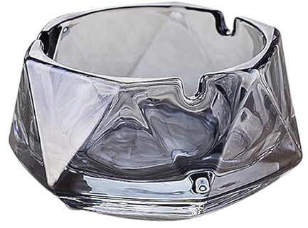 Cendrier en verre de cristal robuste pour intérieur et extérieur pour homme, beau cendrier classique en diamant, décoration de table, accessoire élégant pour fumer (bleu, taille S)
