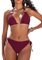 CMTOP Costume Donna Due Pezzi Bikini Set da Mare Halter Triangolo Costumi da Bagno Vita Alta Bikini con Coulisse Laterale Sexy Brasiliana Beachwear Regolabile Costume da Bagno(Viola Scuro, XL)