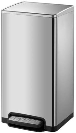 ADERFETBI Kitchen Bin Stainless Steel Trash Can Foot Pedal With Lid, Household Kitchen Foot Pedal, Large Capacity Bathroom Bin
