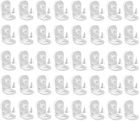 40 Piezas Soporte de Estante de Cristal con Base de Ventosa, Soportes de Ángulo Recto para Estantes de Vidrio y Madera, Clavijas de Soporte de Estante de Vidrio, para Muebles, Armarios (40 Piezas)