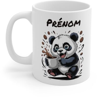 Teecustom Mug Hérisson Personnalisé – Tasse Café Mignonne et Énergique avec Prénom – Cadeau Original (Panda)