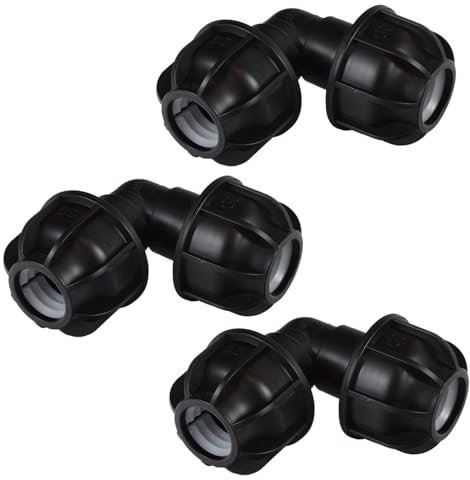 3 raccordi in polipropilene per tubo in polietilene da 20 mm, per tubo dell'acqua in giardino o in casa (angolo, 3 pezzi)