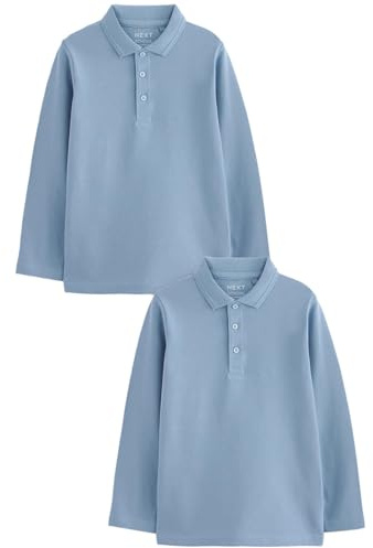 NEXT Jungen Langärmelige Polo-Shirts im 2er-Pack Blau Numeric_116