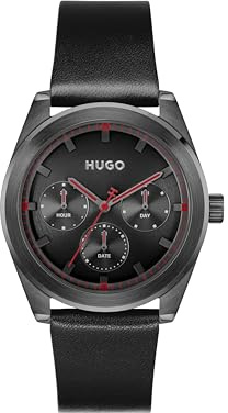 HUGO Analogue Multifunction Quartz Watch for Men #Bright Sport Collection with Stainless Steel Bracelet or Leather Strap