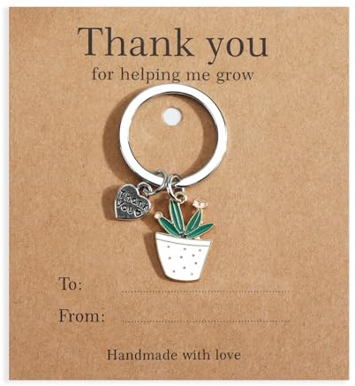 MUCOOS Cactus Keychain, With a Thoughtful Thank You Card, Cute Keyring, A Thoughtful Gift to Thank Social Workers, Colleagues, Teacher Gifts