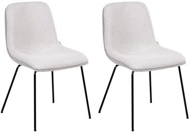 Beliani Set of 2 Dining Chairs Armless Scandinavian Design Easy Clean Upholstery Light Grey Lorida