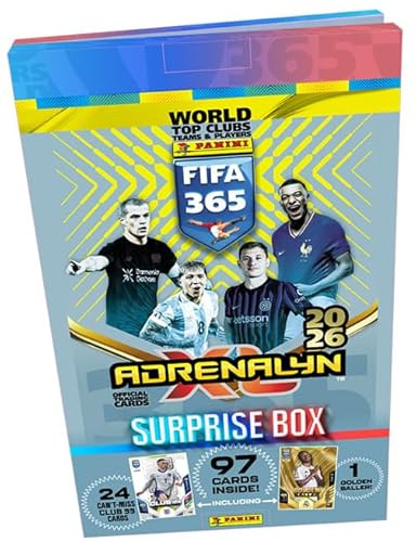 PANINI FIFA 365 2025/2026 Adrenalyn XL – Fußball Adventskalender mit 24 Blind Flow Packs, Club 99 Karten & Golden Baller Karte | Trading Cards | HeartGlobal® Versandschutz