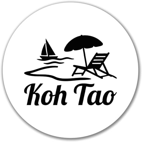 Huuraa Aufkleber Koh Tao Inselmotiv Thailand Geschenk | Dekoaufkleber 10cm rund Sticker Geschenkidee Dekoausticker