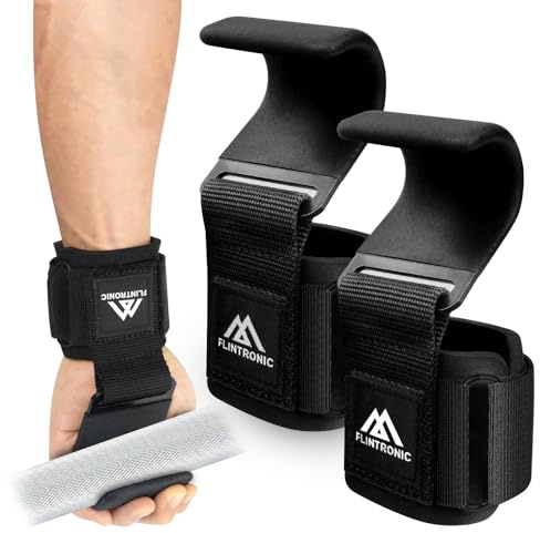 flintronic Power Zughilfen Krafttraining, Leder Zughilfe für Bodybuilding, 8MM Neopren-Polsterung und Baumwolle, Zughilfen für Bodybuilding, für Gewichtheben, Krafttraining & Fitness, Verbessert