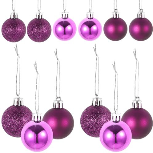 LUOEM Weihnachtsbaum Anhänger Kugeln Ornament bruchsicher Weihnachten Kugeln Deko Pack von 24 (lila)
