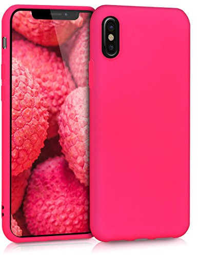kwmobile Hülle kompatibel mit Apple iPhone X Hülle - weiches TPU Silikon Case - Cover geeignet für kabelloses Laden - Neon Pink