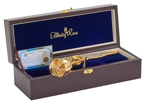 The Eternity Rose Rosa immersa in Oro 24K, Regalo Romantico per lei, Vero Fiore conservato, 29,2 cm