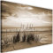 Feeby Bilder Strand Meer Sonnenuntergang XXL 120x80 cm 1 Teilig Modern Wohnzimmer Schlafzimmer Wandbilder Leinwandbilder Bild auf Leinwand Kunstdruck Wanddeko Design Natur Landschaft Grass Braun