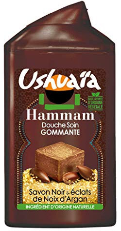Ushuaïa - Hammam Douche Soin Gommante au Savon Noir & Éclats de Noix d'Argan - 250 ml