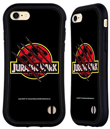 Head Case Designs Offizielle Jurassic Park Voll Schwarz Kralle Logo Hybride Handyhülle Hülle Huelle kompatibel mit Apple iPhone 7/8 / SE 2020 & 2022