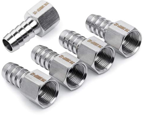 LTWFITTING Edelstahl 316 BSP Anschluss Kupplung/Adapter 3/8 Zoll Innengewinde IG x 12 mm Hose Barb(5 Stück)