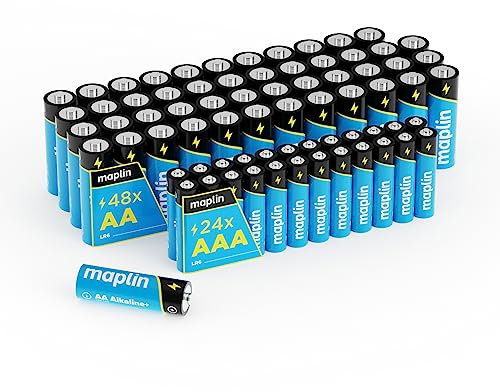 Maplin 48x AA LR6 / 24x AAA LR03 1.5V Alkaline Batteries (Triple A) 7 Year Shelf Life High Performance